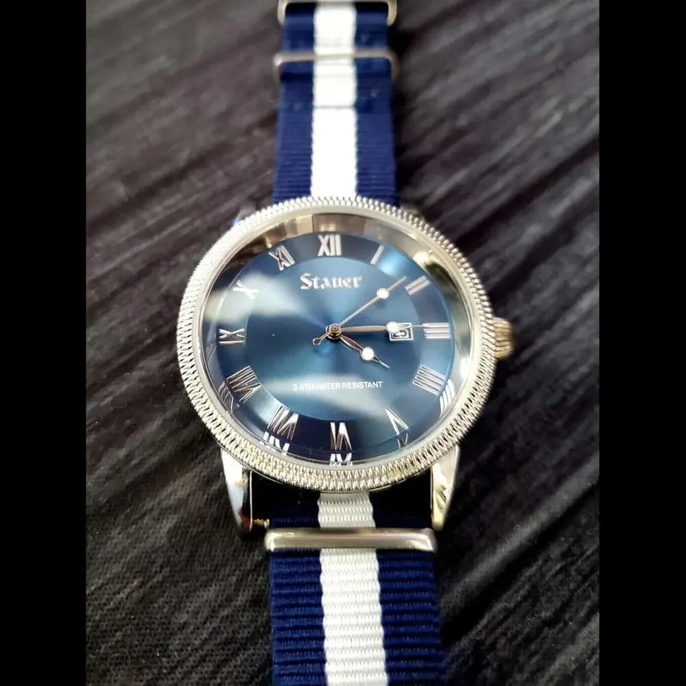 RARE Stauer  Men's‎ Nato Strap Sport Watch New Battery